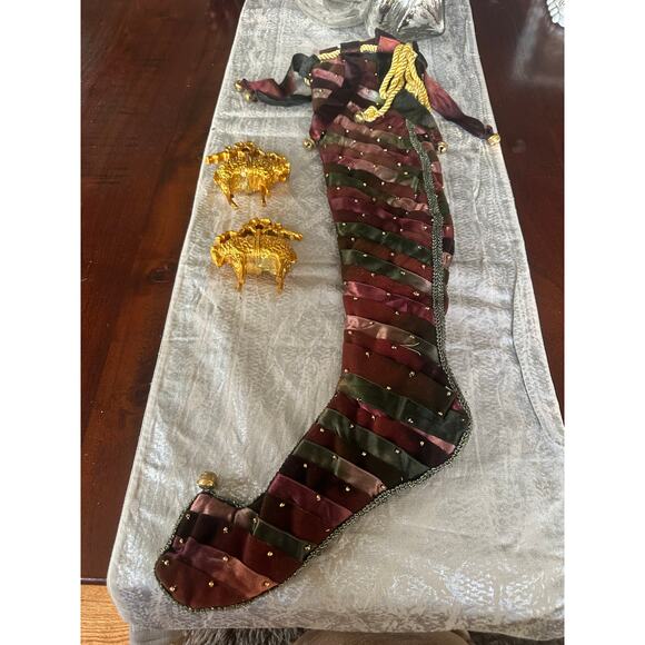 Katherine's Collection Wayne Kleski Christmas Stocking ribbon woven 24” velvet - Picture 2 of 16